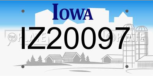 IZ20097 Iowa License Plate