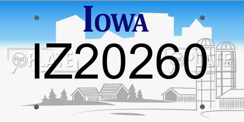 IZ20260 Iowa License Plate