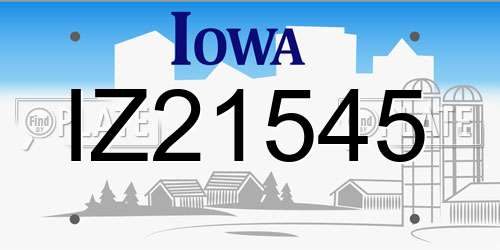 IZ21545 Iowa License Plate