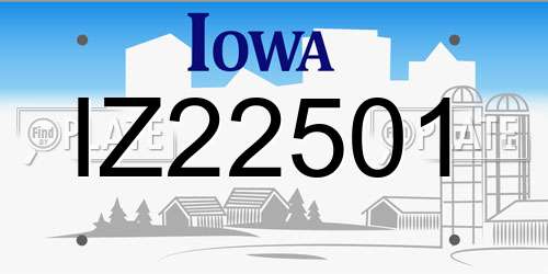 IZ22501 Iowa License Plate