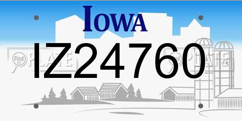 IZ24760 Iowa License Plate