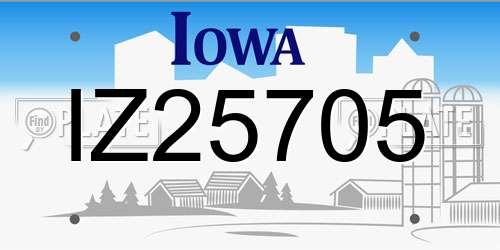 IZ25705 Iowa License Plate