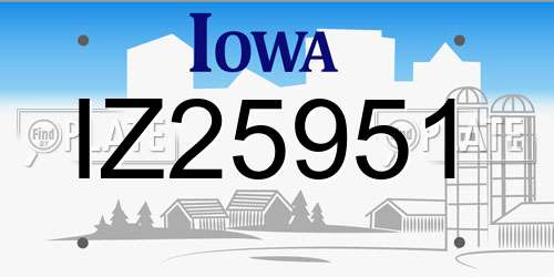 IZ25951 Iowa License Plate