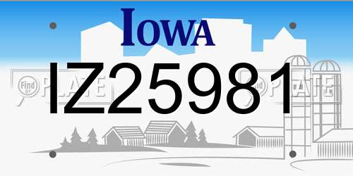 IZ25981 Iowa License Plate