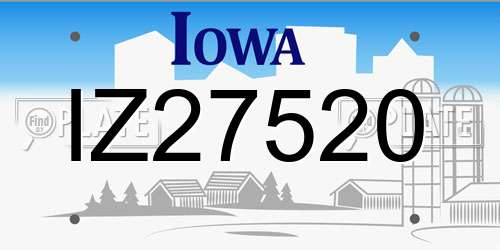 IZ27520 Iowa License Plate