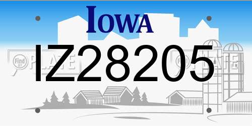 IZ28205 Iowa License Plate
