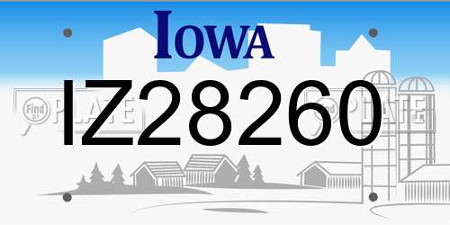 IZ28260 Iowa License Plate