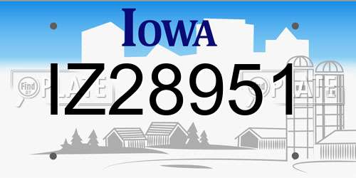 IZ28951 Iowa License Plate