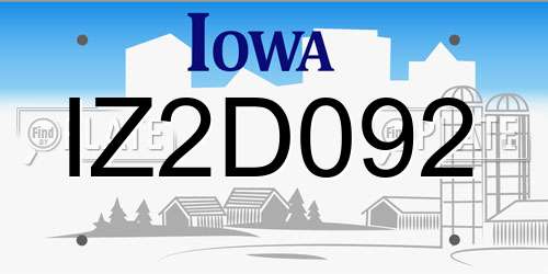 IZ2D092 Iowa License Plate