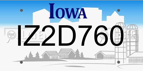 IZ2D760 Iowa License Plate