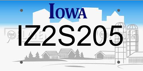 IZ2S205 Iowa License Plate