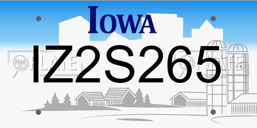 IZ2S265 Iowa License Plate