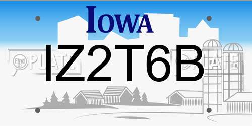 IZ2T6B Iowa License Plate