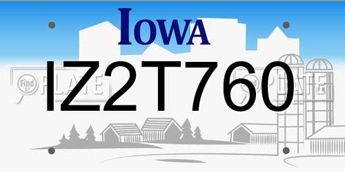 IZ2T760 Iowa License Plate