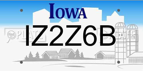 IZ2Z6B Iowa License Plate