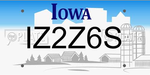 IZ2Z6S Iowa License Plate