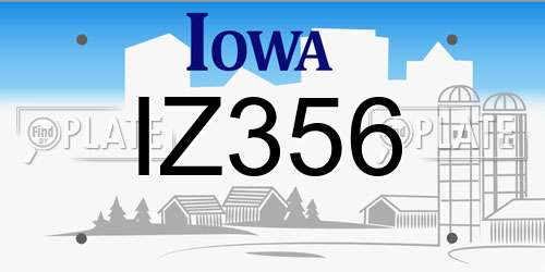 IZ356 Iowa License Plate