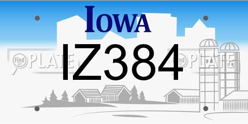 IZ384 Iowa License Plate