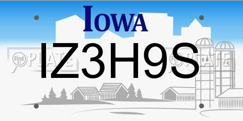 IZ3H9S Iowa License Plate
