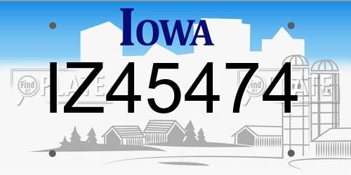 IZ45474 Iowa License Plate