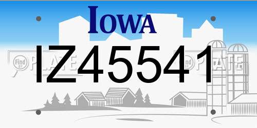 IZ45541 Iowa License Plate