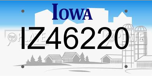 IZ46220 Iowa License Plate