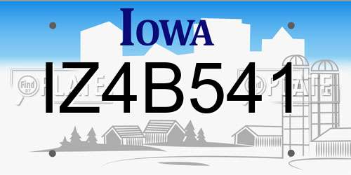 IZ4B541 Iowa License Plate