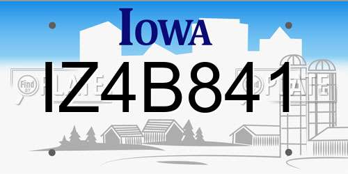 IZ4B841 Iowa License Plate