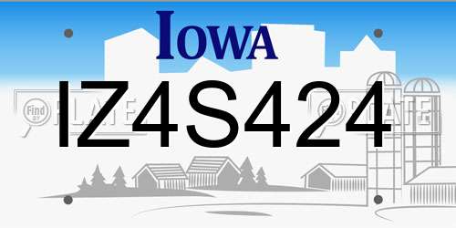 IZ4S424 Iowa License Plate
