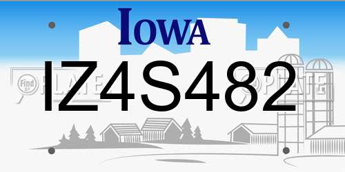 IZ4S482 Iowa License Plate