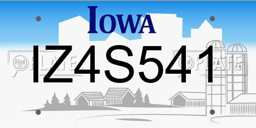 IZ4S541 Iowa License Plate