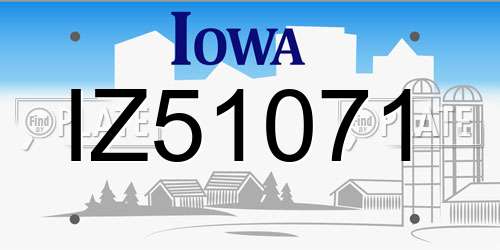 IZ51071 Iowa License Plate