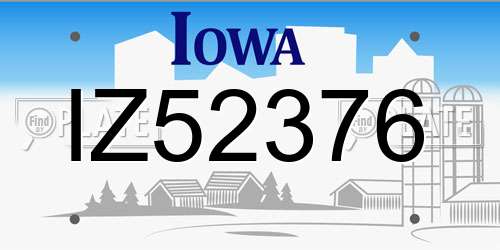 IZ52376 Iowa License Plate