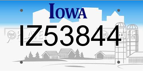 IZ53844 Iowa License Plate