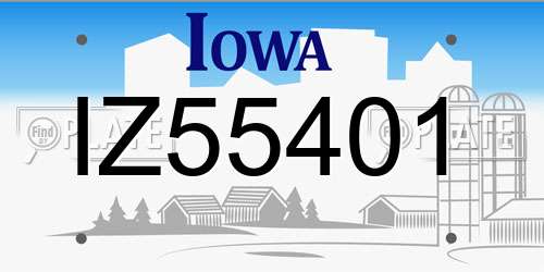 IZ55401 Iowa License Plate