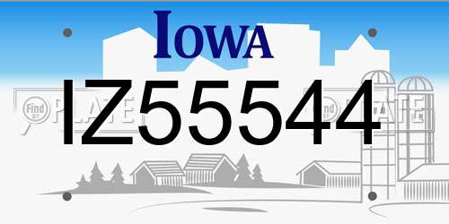 IZ55544 Iowa License Plate