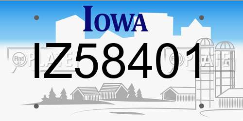 IZ58401 Iowa License Plate