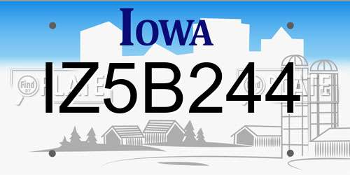IZ5B244 Iowa License Plate