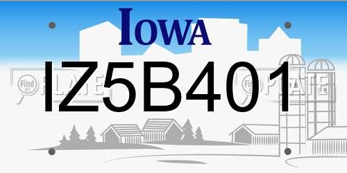 IZ5B401 Iowa License Plate