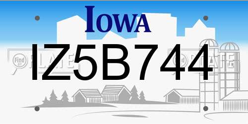 IZ5B744 Iowa License Plate