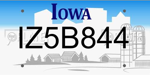 IZ5B844 Iowa License Plate