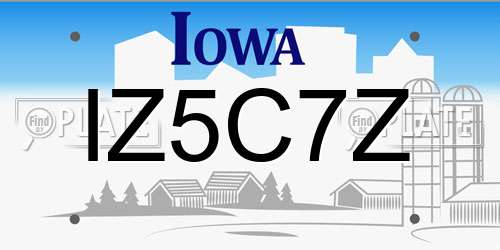 IZ5C7Z Iowa License Plate