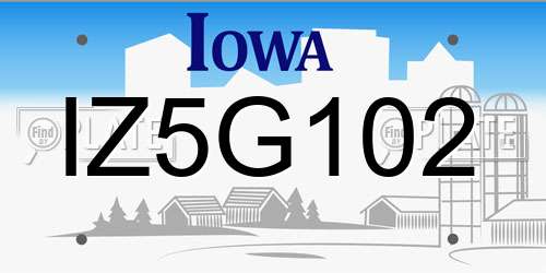 IZ5G102 Iowa License Plate