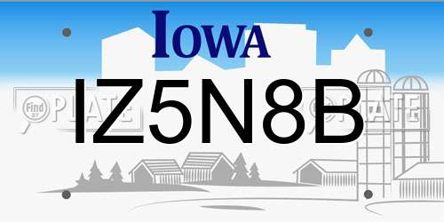 IZ5N8B Iowa License Plate