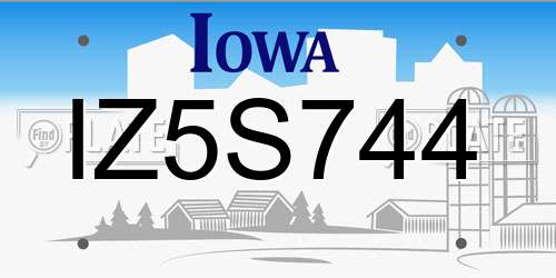 IZ5S744 Iowa License Plate