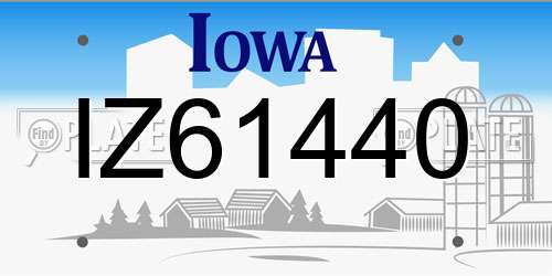IZ61440 Iowa License Plate