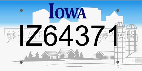 IZ64371 Iowa License Plate