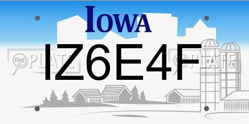 IZ6E4F Iowa License Plate