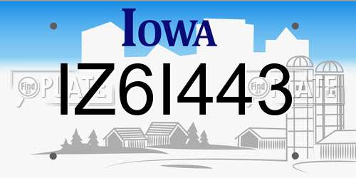 IZ6I443 Iowa License Plate
