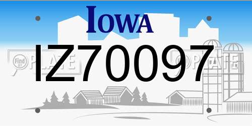 IZ70097 Iowa License Plate